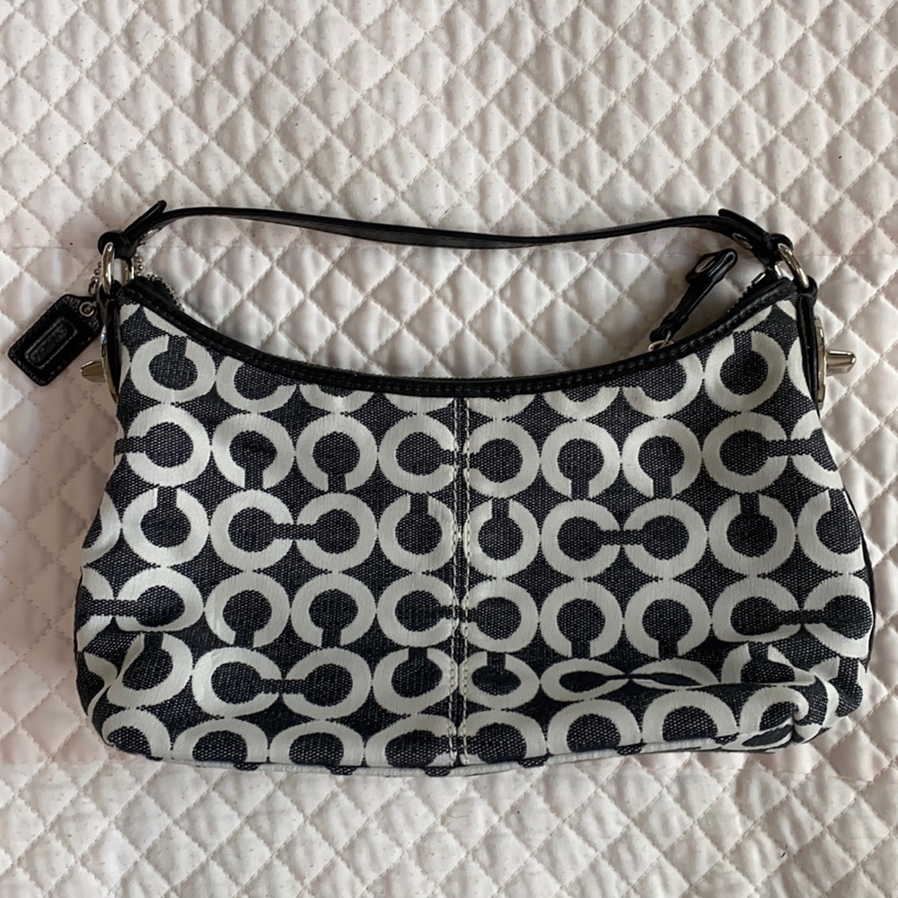 COACH Black and White Signature Print Handbag